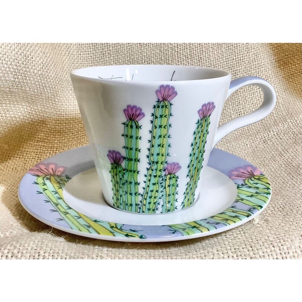 PATRA fine porcelain CACTUS GARDEN succulent cacti coffee tea cup & saucer